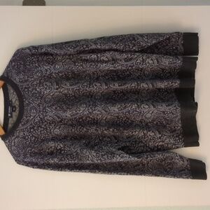 Cremieux Collection Gray& Navy Painsly Crew Neck Fall Merino Wool Sweater XL